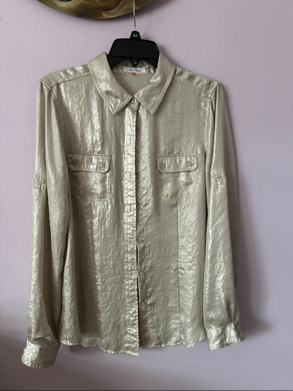 Metallic Cream Women’s Button-Up Shirt